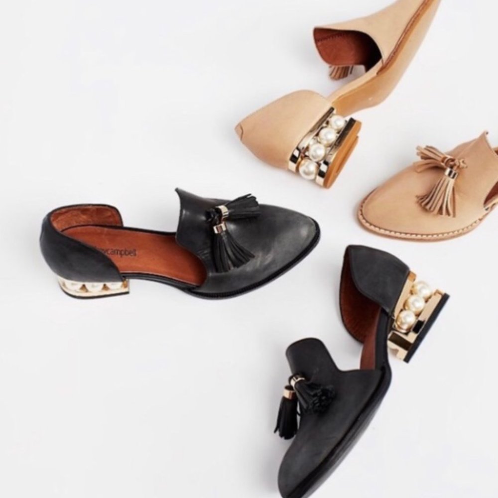 Jeffrey Campbell Black Civil Pearl Heel Loafer